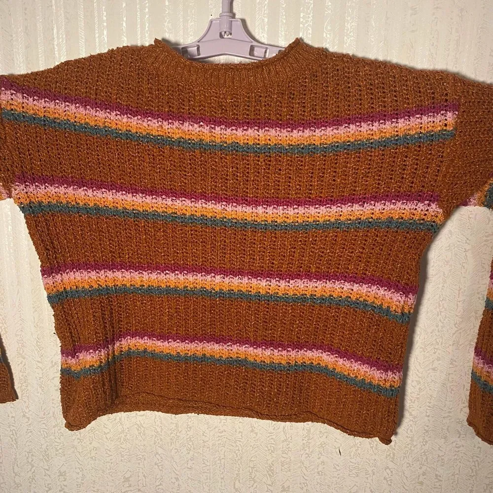 Cat & Jack Pullover Sweater Girl Size L 10/12 Orange Polyester Blend Long Sleeve